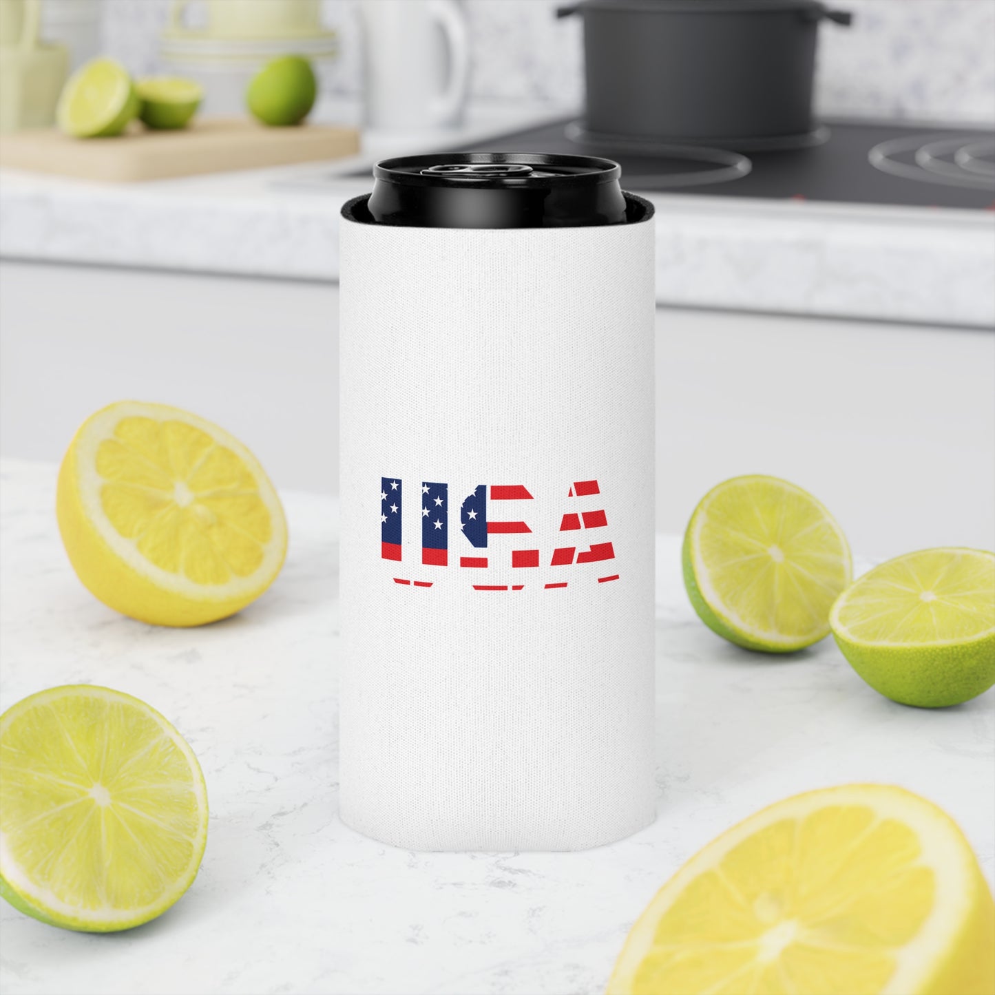 USA Flag Can Cooler - Perfect for BBQs, Independence Day, Tailgating, Memorial Day, Housewarming - TRV