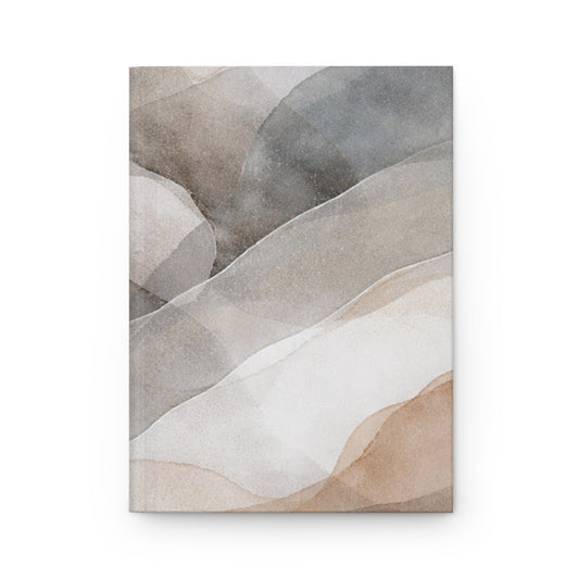 Neutral Watercolor Waves Hardcover Journal | Matte Abstract Landscape Notebook