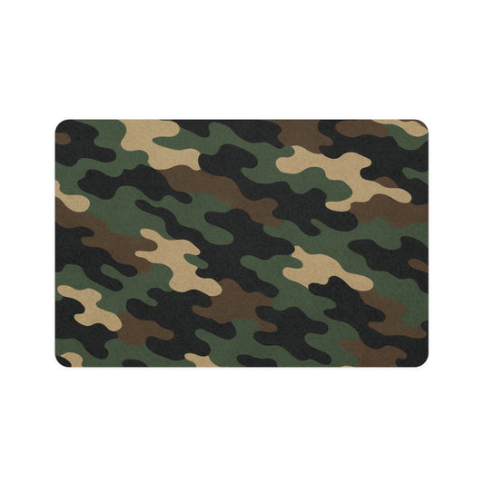 Camo & Black Pet Food Mat - Stylish Dog Dish Mat, Non-Slip Feeding Mat, Easy Clean Cat Food Mat, Pet Supplies, Home Decor - TRV
