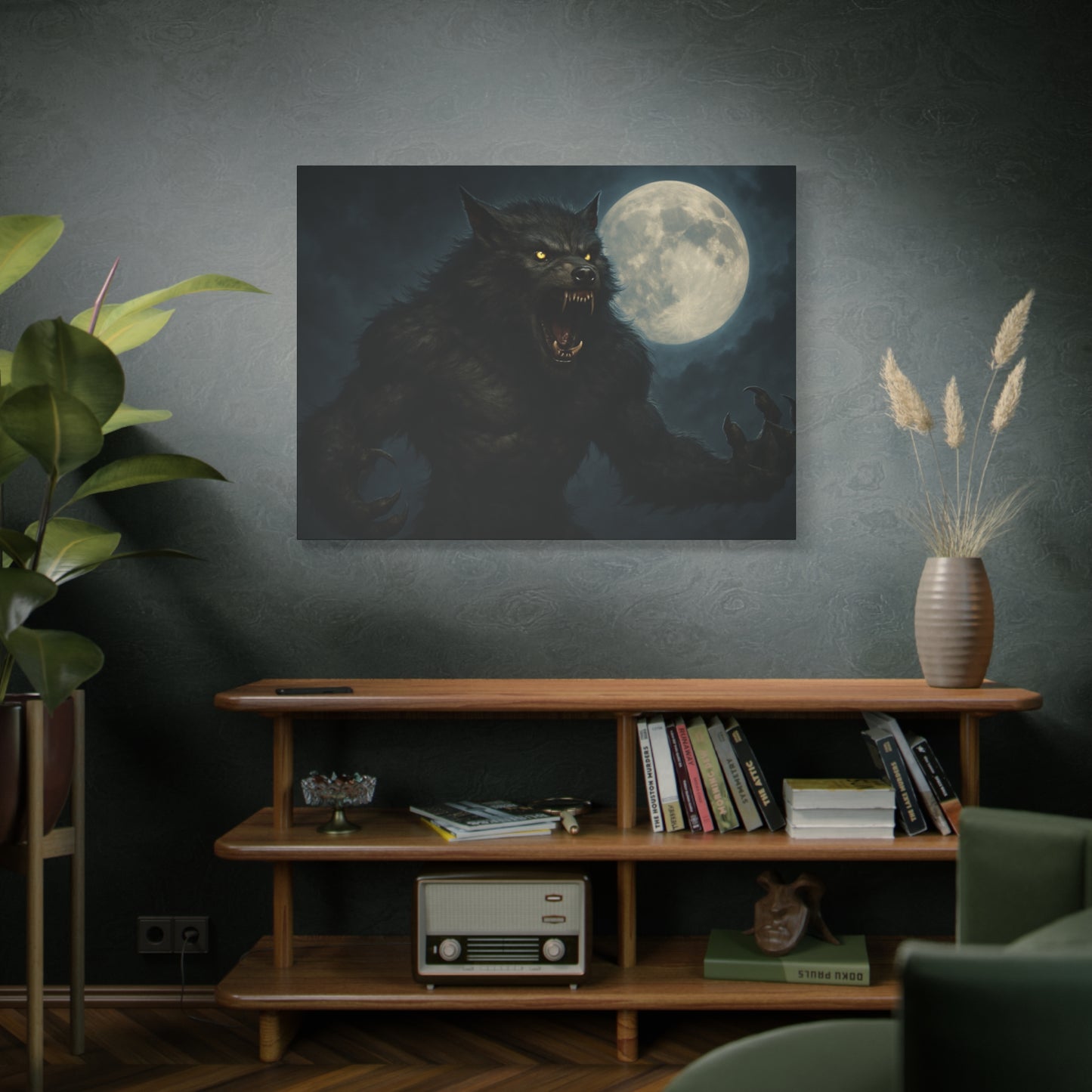 Werewolf Moon Canvas Art | Dark Fantasy Decor for Halloween, Gothic Home, Werewolf Lover Gift, Unique Wall Art, Spooky Decor - TRV