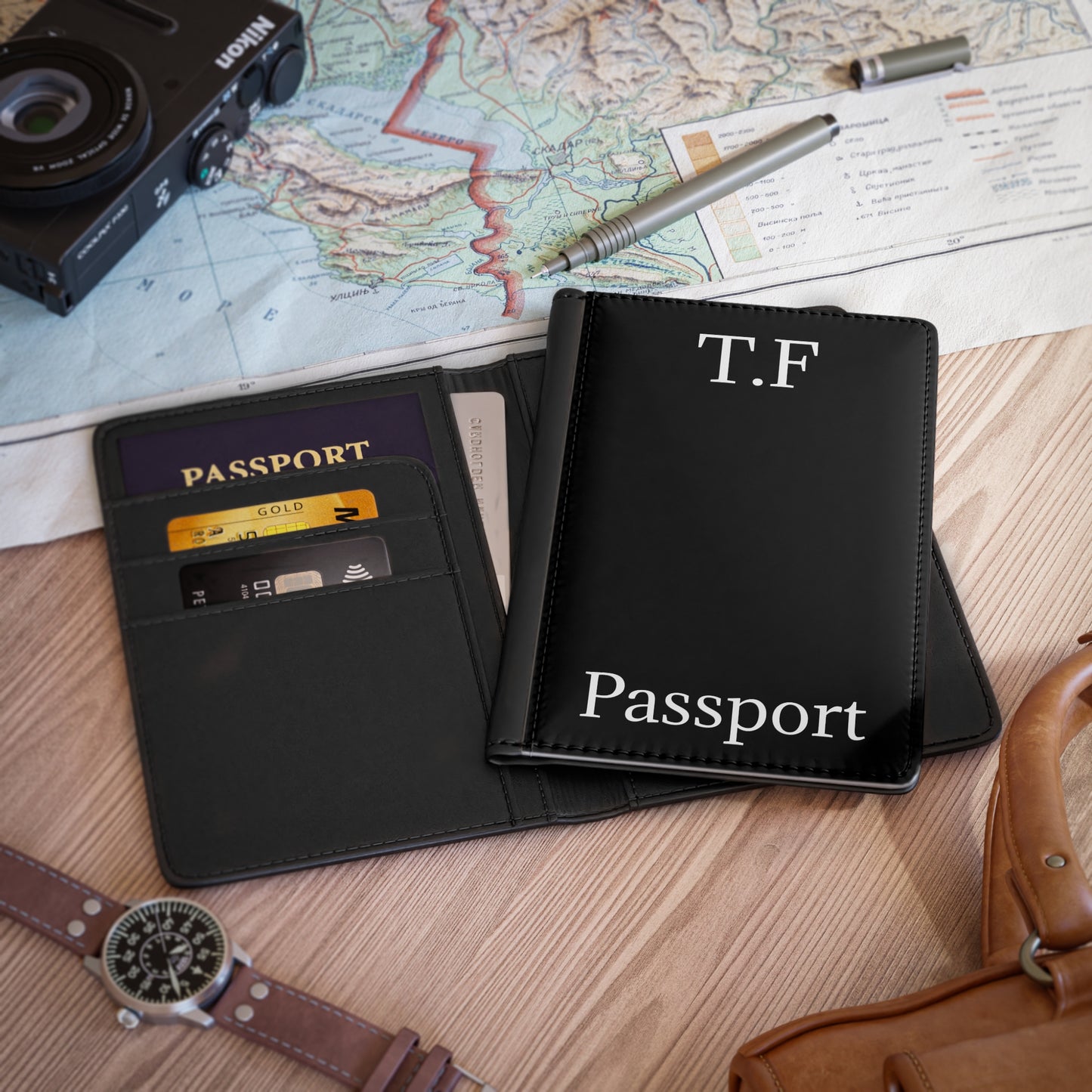 Monogram Initials Passport Cover | Leather Travel Passport Holder - TRV