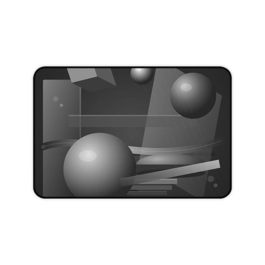 Monochrome Geometric Spheres Desk Mat | Abstract Grey Shapes Mouse Pad