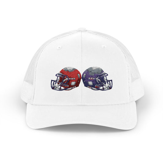 Sporty Snapback Trucker Cap with Football Helmets, Baseball Cap, Outdoor Activity Hat, Gift for Sports Fans, Team Spirit Wear - TRV