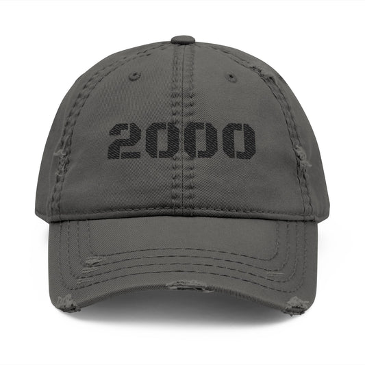 Distressed Dad Hat with '2000' Embroidery, Vintage Style Cap for Casual Outfits, Great Gift for Dads, Birthdays, and Anniversaries - TRV