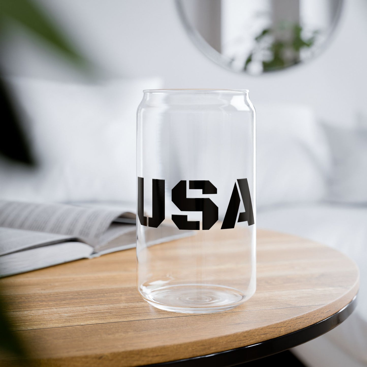 USA 16oz Sipper Glass with Bamboo Lid & Straw – Patriotic Reusable Drink Tumbler