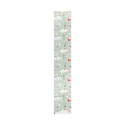 Winter Village Pattern Wrapping Paper | Holiday Snow Scene Roll