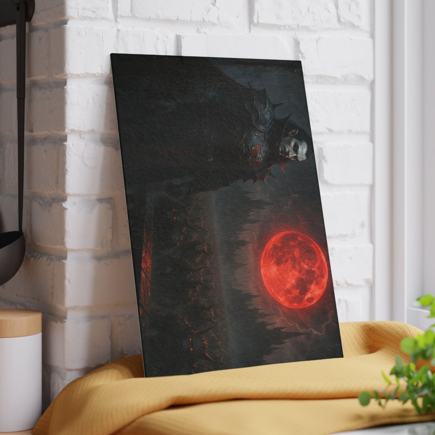 Vampire Blood Moon Glass Cutting Board — Gothic Kitchen Décor