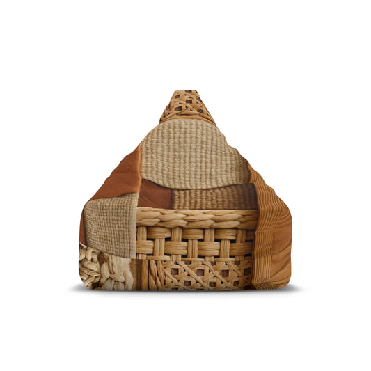 Woven Patchwork Texture Bean Bag Chair Cover | Rustic Boho Home Decor