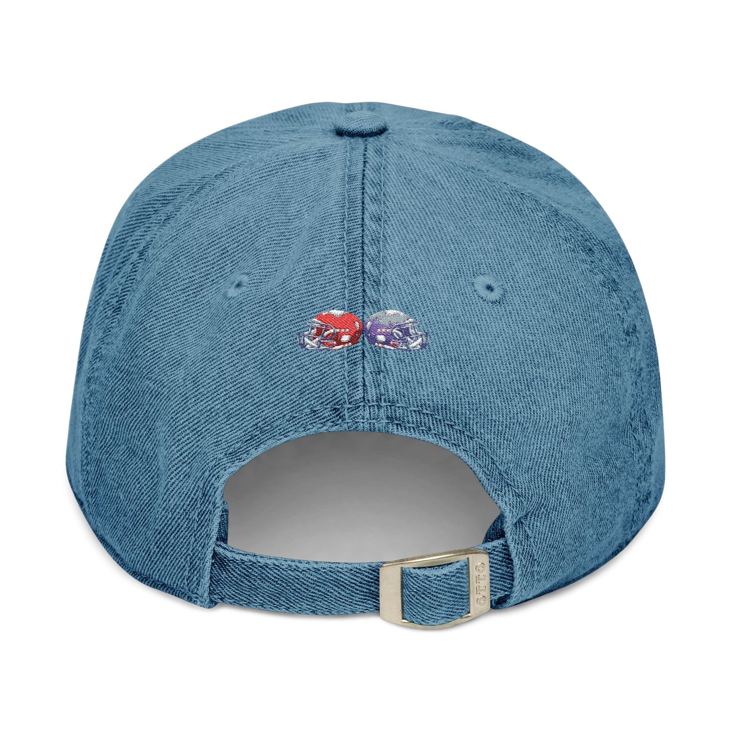 Football-Themed Denim Hat with Embroidery, Perfect Gift for Sports Lovers, Casual Wear, Game Day Accessories, Embroidered Cap