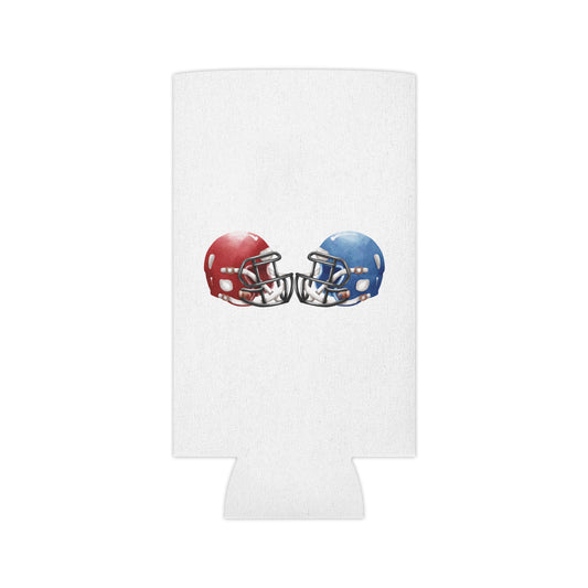 Football Helmet Can Cooler - Red vs Blue Rivalry Koozie