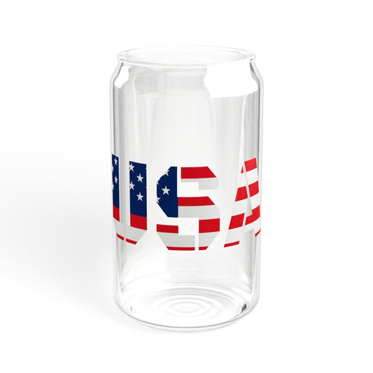 Patriotic USA Sipper Glass, 16oz — American Flag Straw Tumbler