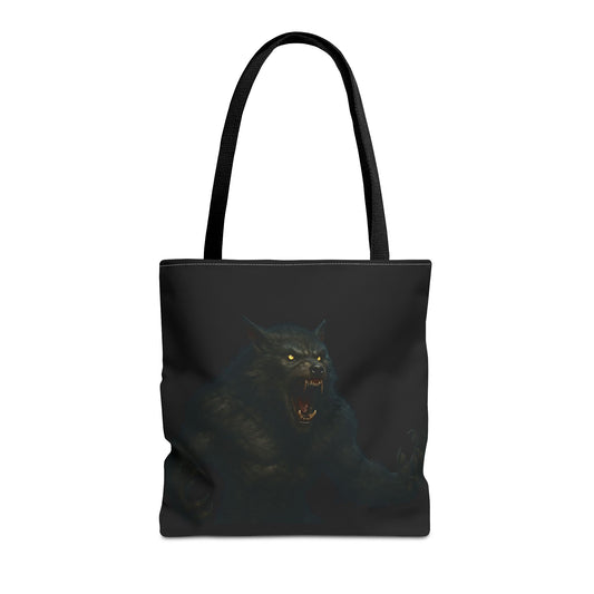 Fierce Werewolf Tote Bag, Halloween Accessories, Dark Art Tote, Animal Lover Gift, Geeky Shopping Bag - TRV