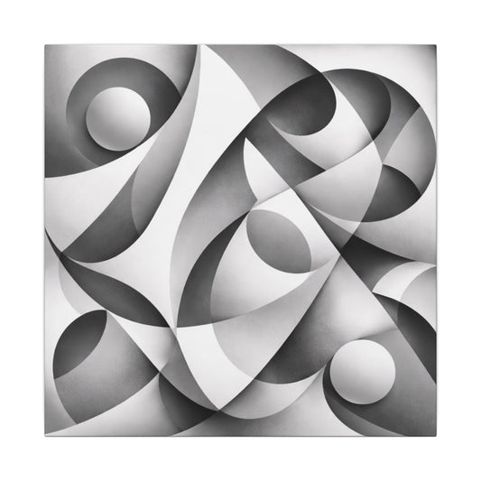 Monochrome Abstract Geometric Art Matte Canvas