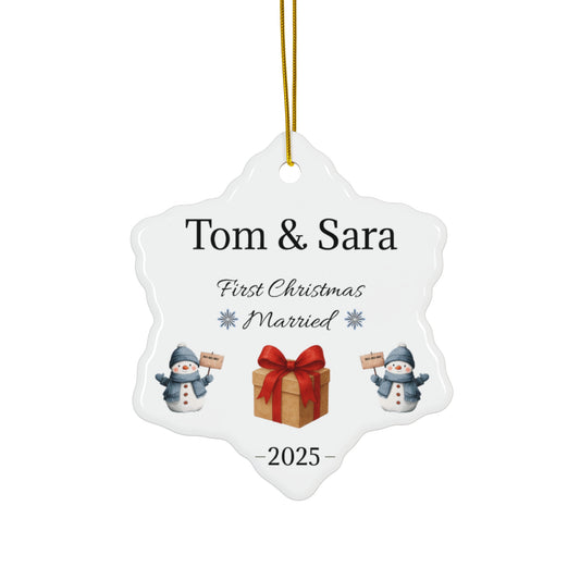First Christmas Married ornament | Ceramic Christmas ornament, Personalized 2025 - TRV