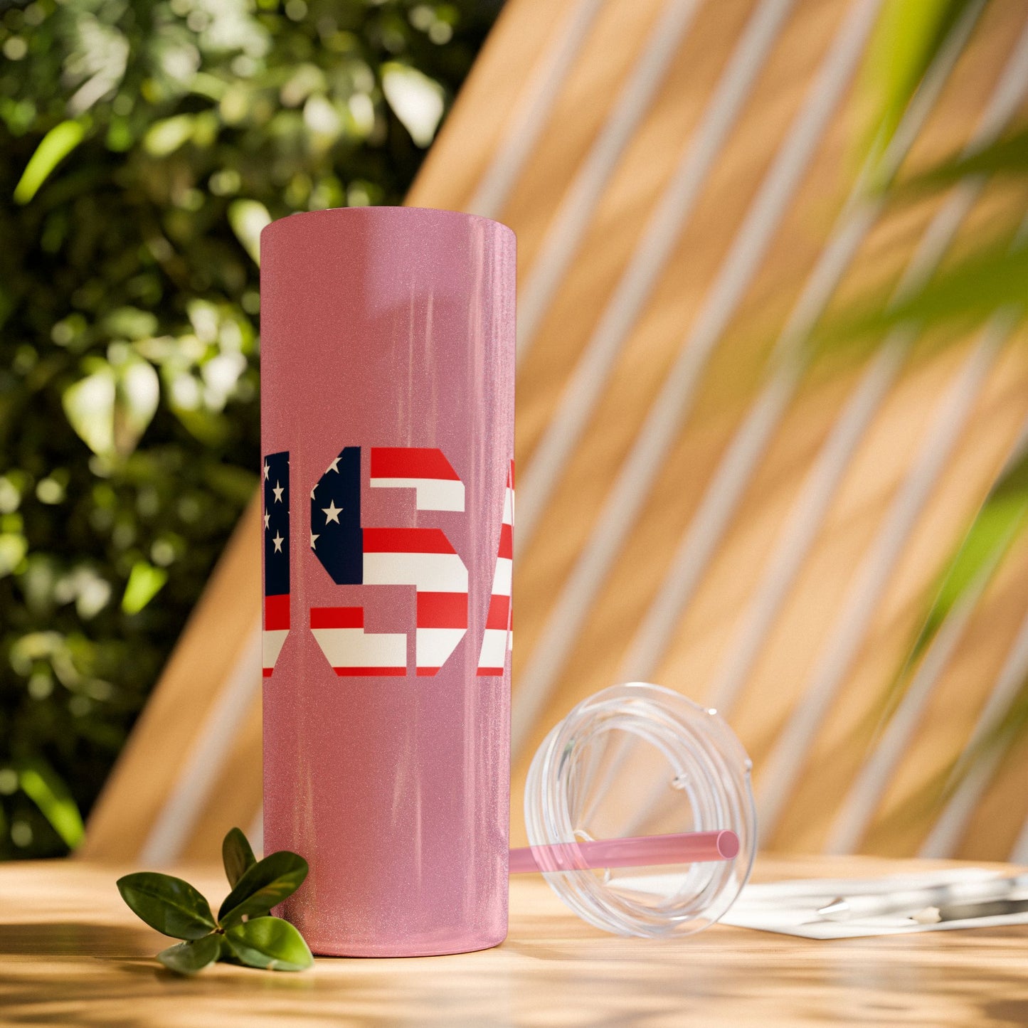 Skinny Tumbler — USA Flag 20oz Straw Tumbler (Patriotic Travel Cup)