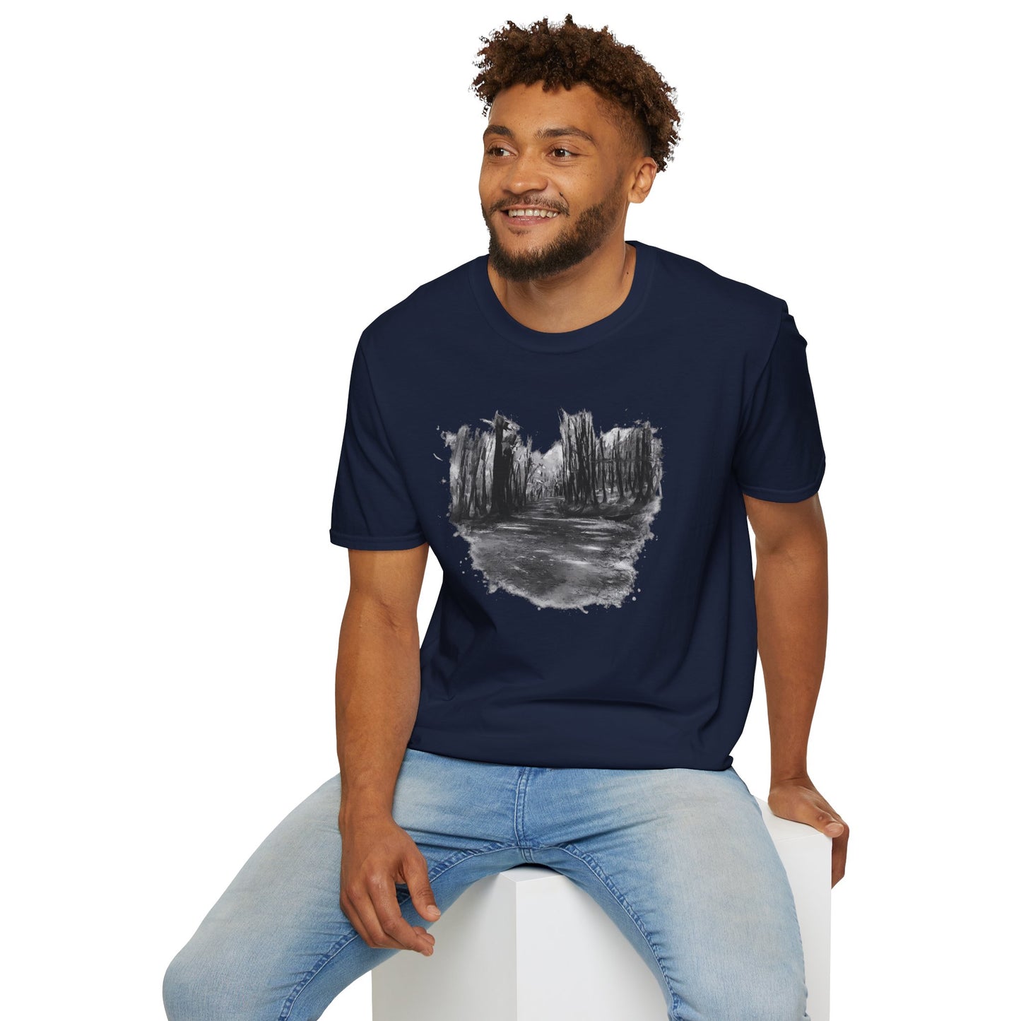 Minimalist Nature-Inspired Unisex Softstyle T-Shirt, Casual Wear, Everyday Style, Gift for Nature Lovers, Eco-Friendly Fashion