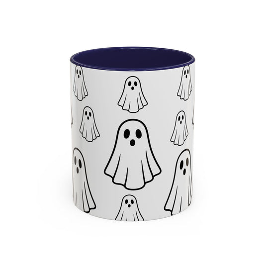 Cute Ghost Accent Coffee Mug, Halloween Mug, Spooky Drinkware, Gift for Ghost Lovers, Seasonal Decor, Unique Coffee Cup - TRV