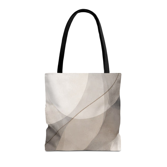Neutral Abstract Watercolor Waves Tote Bag | All-Over Print