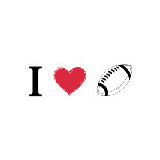 I Football Kiss-Cut Sticker — Glossy Game-Day Laptop & Water Bottle Decal