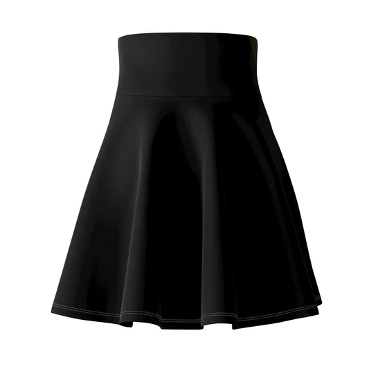 Chic Women's Skater Skirt, Stylish Summer Skirt, Casual Skirt, Everyday Wear, Black AOP Skirt for Parties - TRV