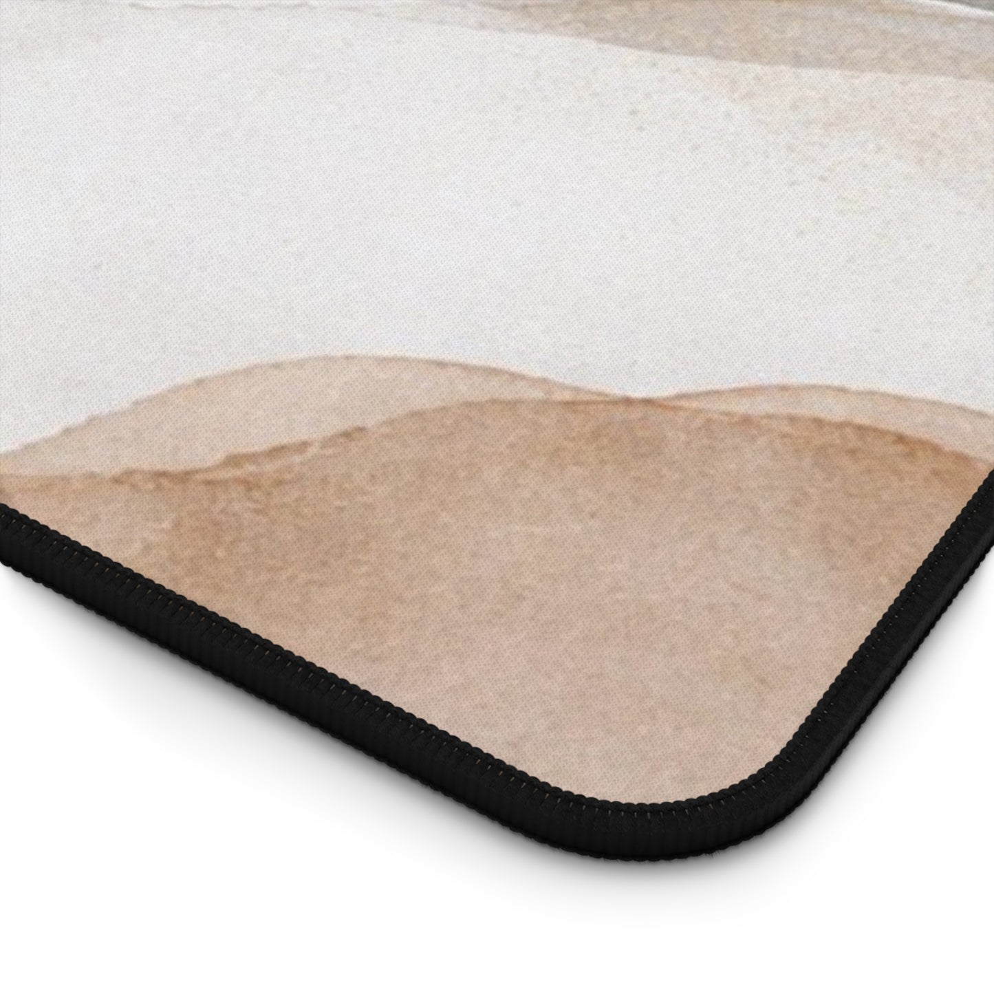 Neutral Watercolor Waves Desk Mat | Abstract Beige Gray Mouse Pad