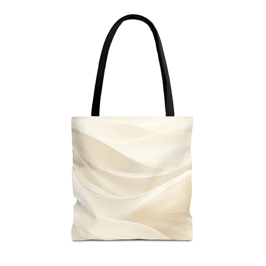 Cream Abstract Waves Tote Bag | Neutral Swirl Pattern