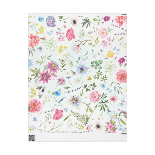 Floral Peony Wrapping Paper Roll — Watercolor Garden Gift Wrap for Mother's Day & Spring Celebrations