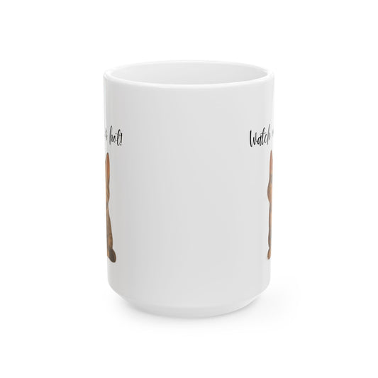 Latte Lover Ceramic Mug — Cute Coffee Cat Illustration (11oz, 15oz)