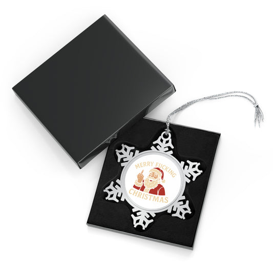 Pewter Snowflake Ornament, Funny Christmas Decoration, Holiday Tree Ornament, Gift for Him, Festive Home Decor - TRV