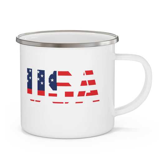 Patriotic Enamel Camping Mug | USA Flag Design | Perfect for Outdoor Adventures, Gift for Travelers, BBQs & Holidays