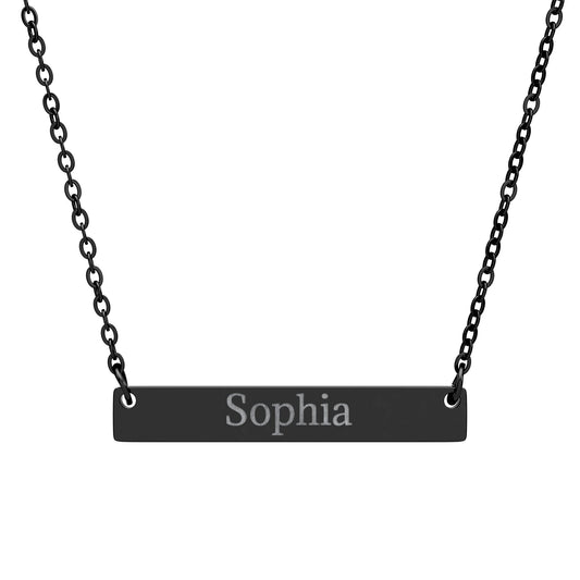 Engraved Name Bar Necklace, Horizontal Bar Necklace | Personalized Jewelry - TRV