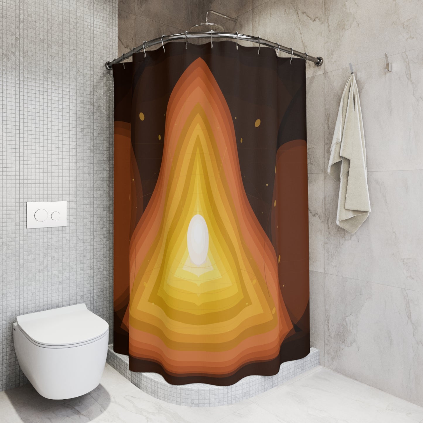 Layered Flame Geode Shower Curtain | Abstract Warm Tones
