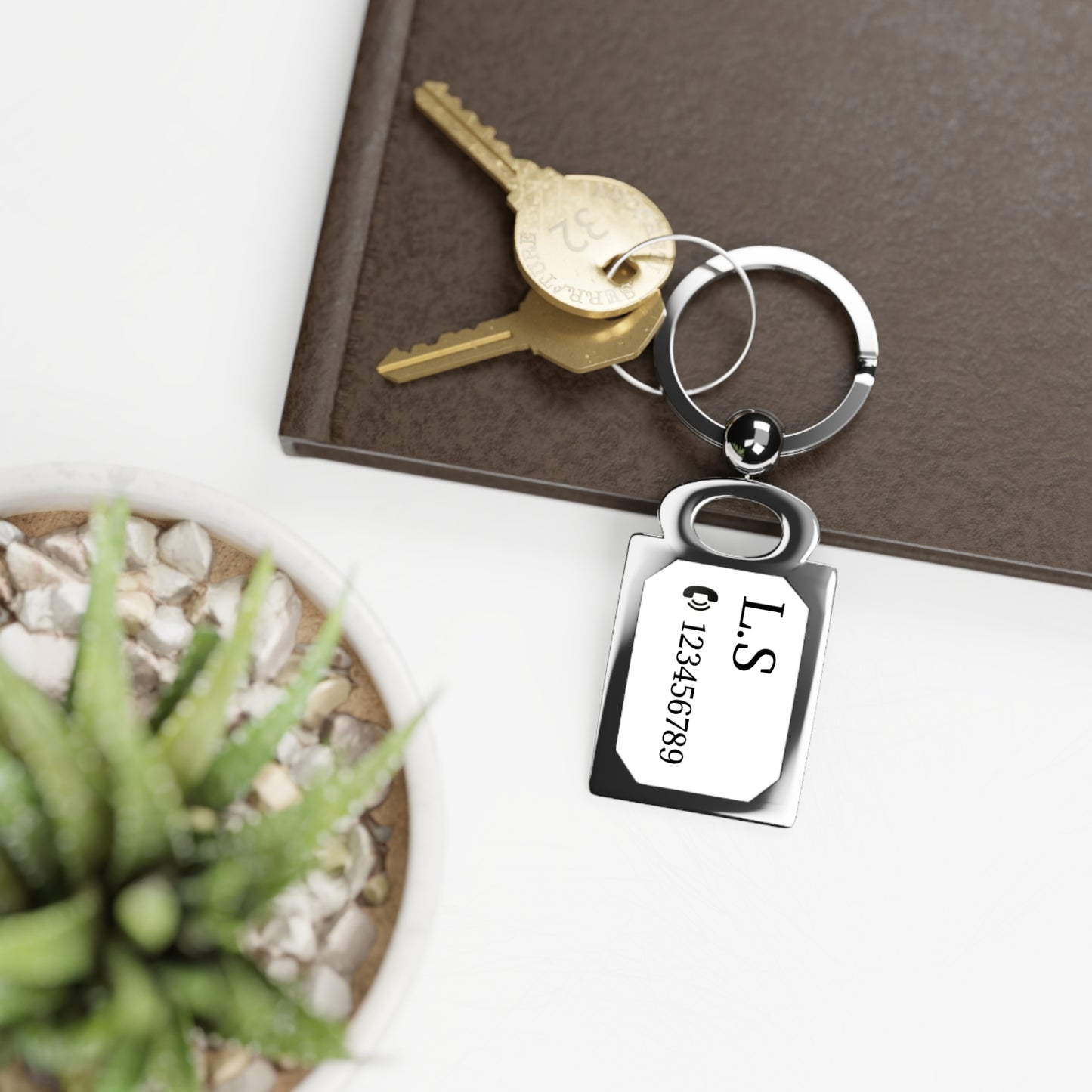 Engraved Rectangle Photo Keyring - TRV