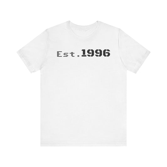 Unisex Jersey Tee - 'Est. 1996' Graphic Shirt, Birthday Gift, Casual Wear, Vintage Style, Retro Fashion, Gift for Him/Her - TRV