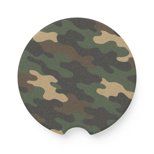 Camouflage Soapstone Car Coaster — Camo Cup Holder Drink Mat