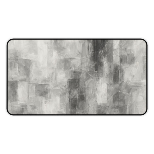 Abstract Gray Brushstroke Desk Mat | Neutral Modern Desk Pad