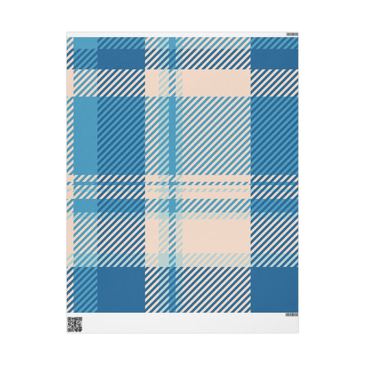 Blue Plaid Wrapping Paper Roll – Classic Plaid Gift Wrap for Birthdays & Holidays