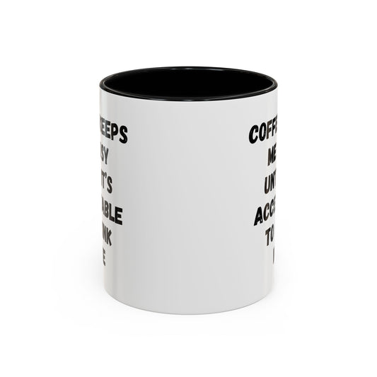Funny Coffee Mug - "Coffee Keeps Me Busy Until It's Acceptable to Drink Wine" - Great for Mornings, Gifts, Office, Relaxation, Home