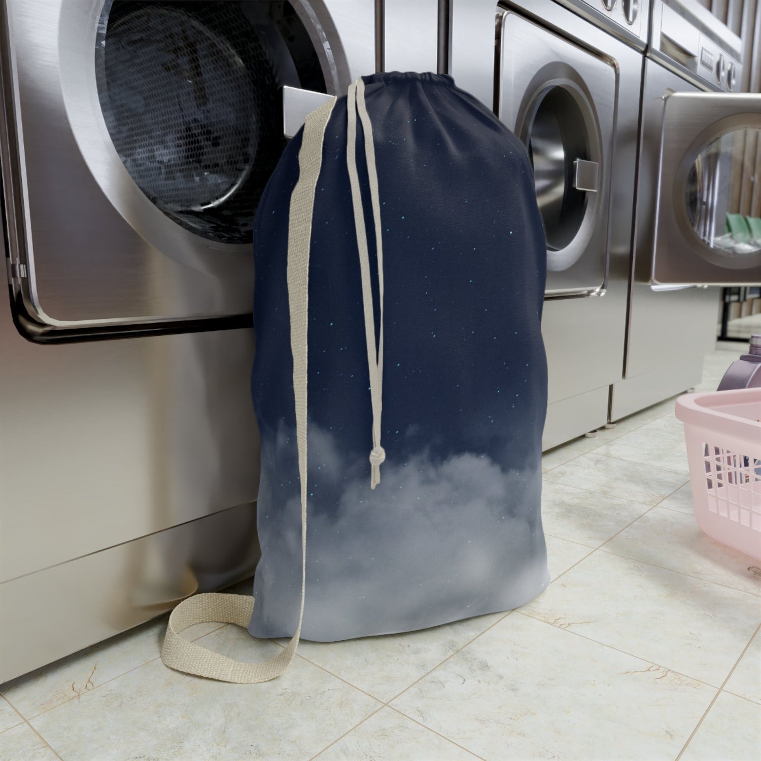 Night Sky Clouds Laundry Bag | Drawstring Canvas Tote - TRV