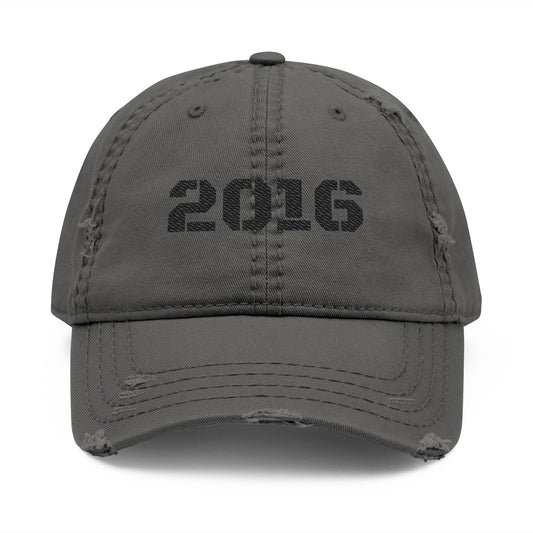 Vintage Distressed Dad Hat with 2016 Embroidery, Casual Cap for Men/Women, Trendy Gift, Everyday Wear, Sports Accessory - TRV