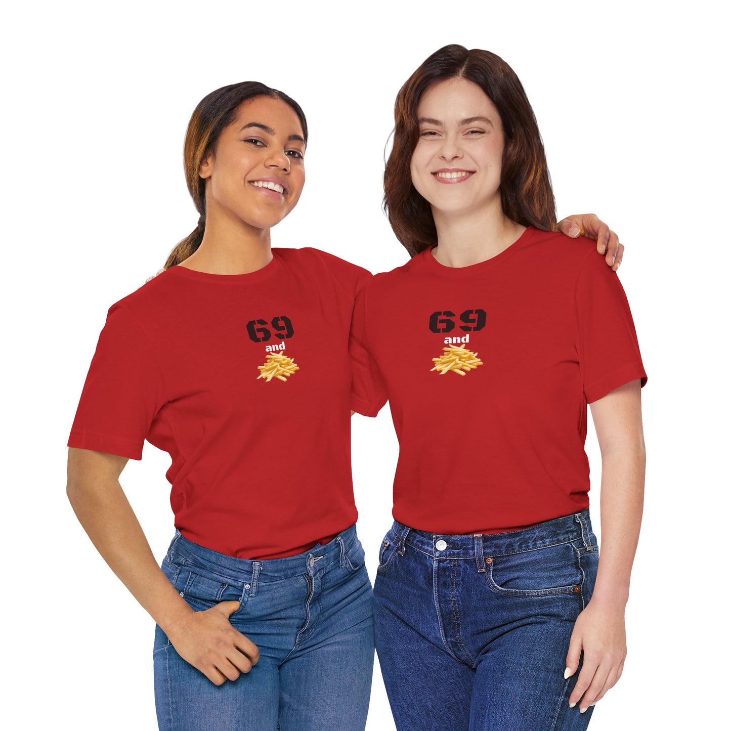 Funny 69 And French Fries Graphic Tee, Casual Humor Shirt, Cute Gift, Stylish Graphic Top, Unisex Quirky T-Shirt, Everyday Wear