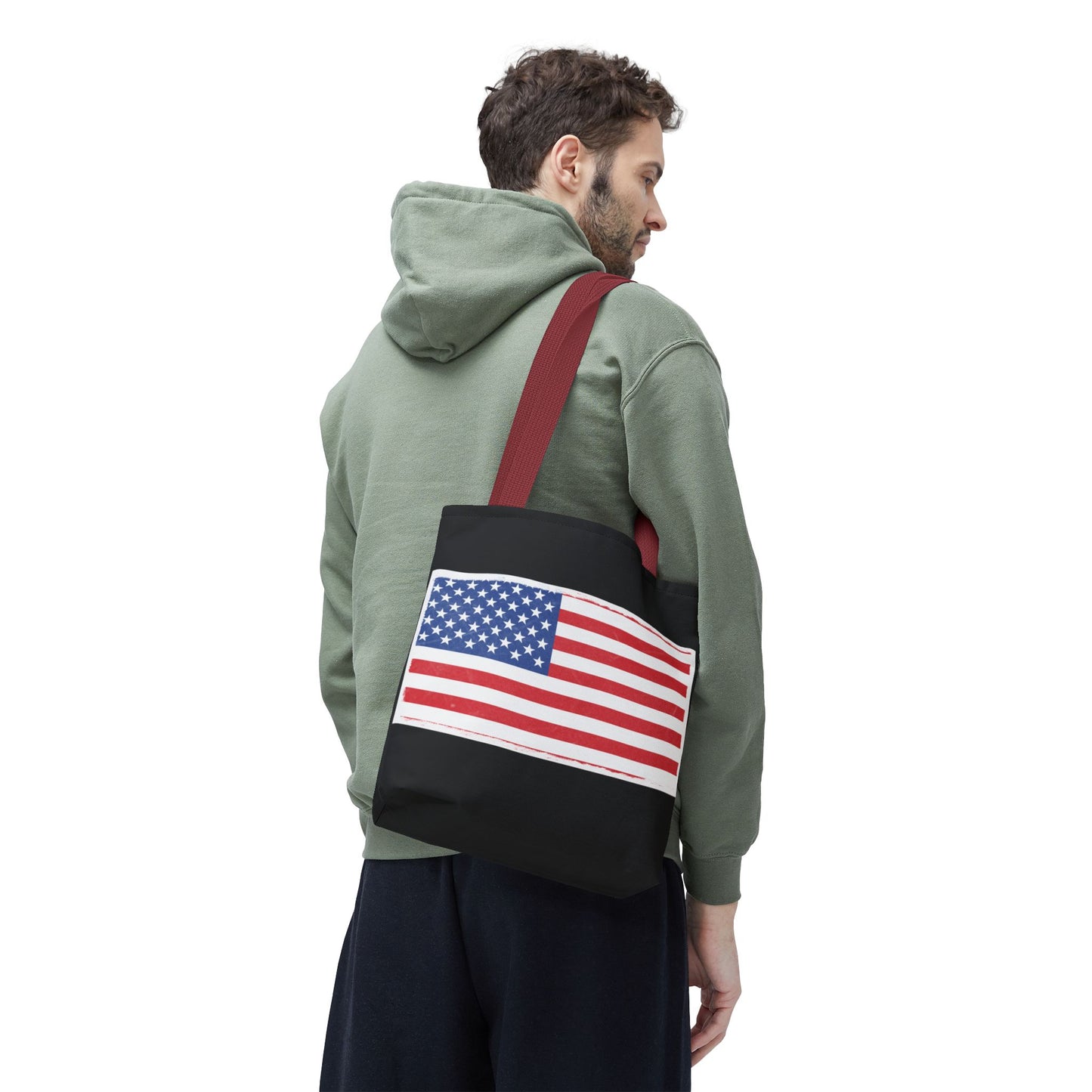 Patriotic Tote Bag, American Flag Carryall, Beach Bag, Reusable Shopping Tote, Independence Day Gift - TRV