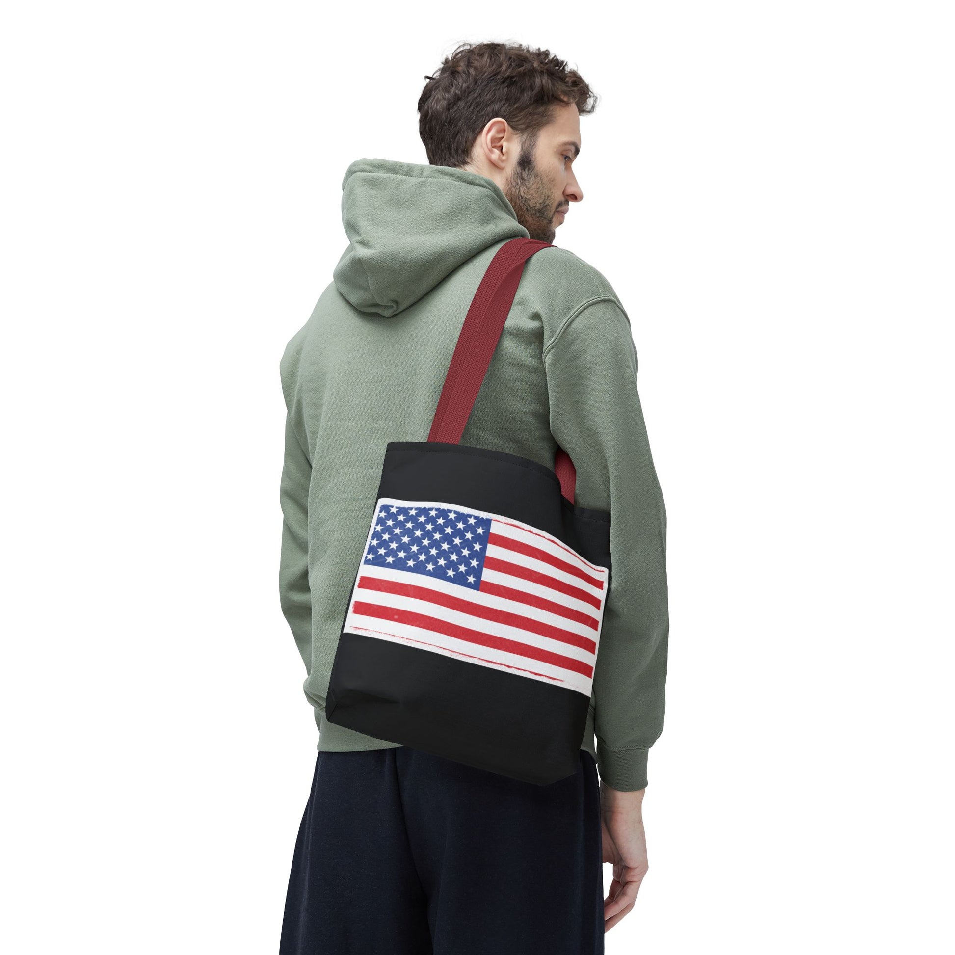 Patriotic Tote Bag, American Flag Carryall, Beach Bag, Reusable Shopping Tote, Independence Day Gift - TRV