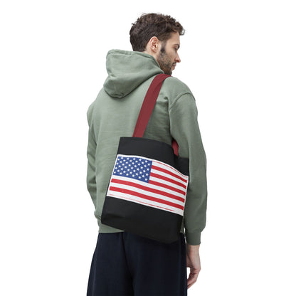 Patriotic Tote Bag, American Flag Carryall, Beach Bag, Reusable Shopping Tote, Independence Day Gift - TRV