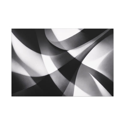 Abstract black and white swirl matte canvas print by Printify showing a modern swirling design on textured canvas surface.