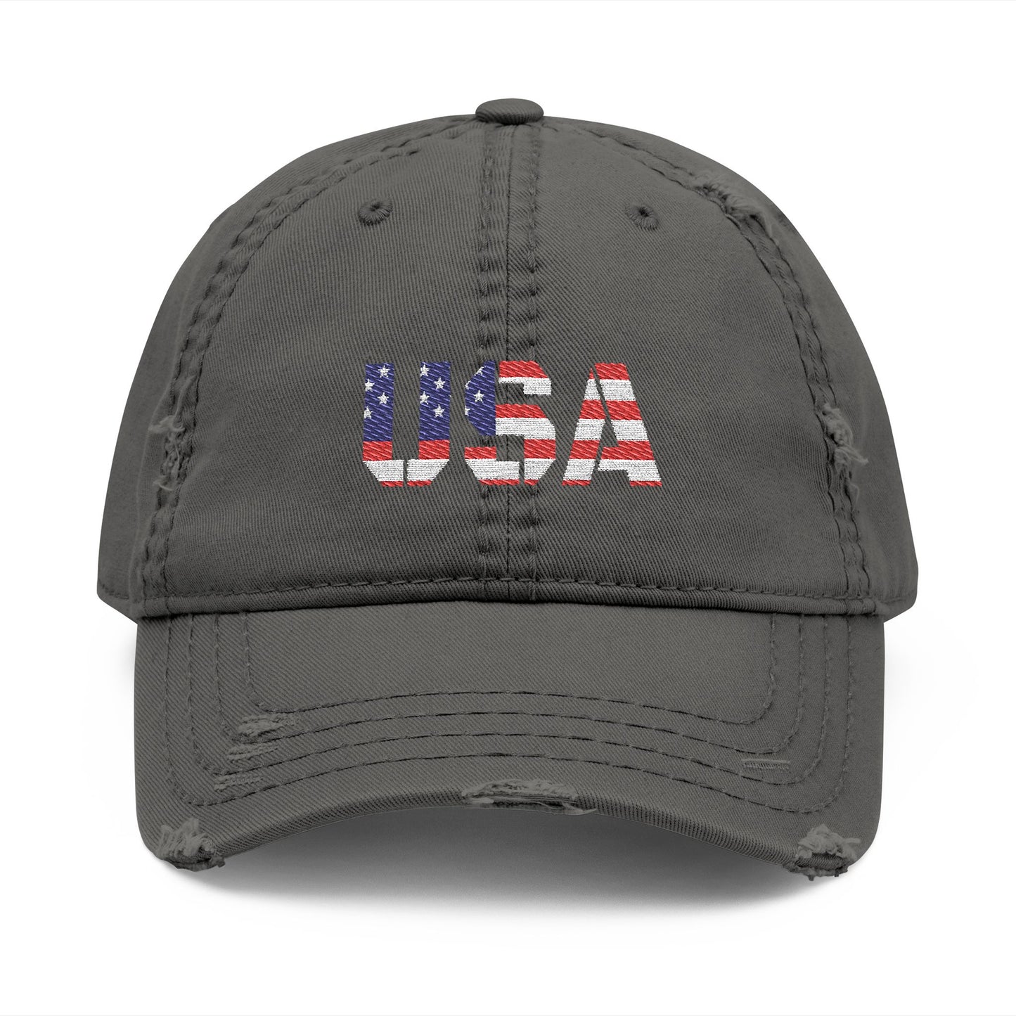 Embroidered Distressed Dad Hat, Vintage Style USA Casual Cap, Unisex Gift for Dad, USA Pride Hat for Holidays - TRV
