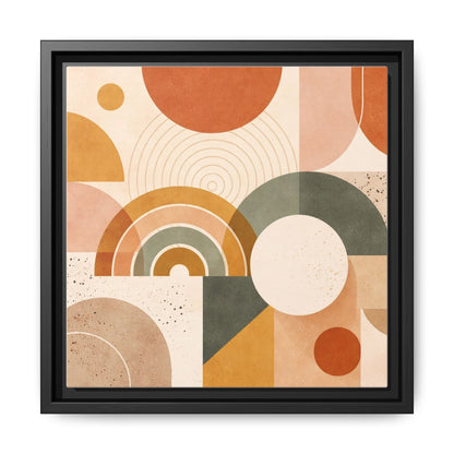 Abstract Terracotta Geometric Rainbow Matte Canvas Framed