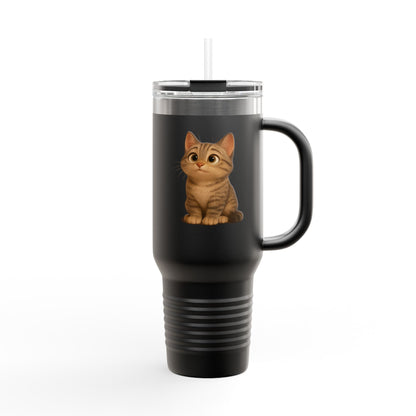 Cute Cat Insulated Travel Mug, Perfect for Pet Lovers, 40oz Coffee Cup, Travel Tumbler, Gift for Cat Lovers, Customizable Mug - TRV
