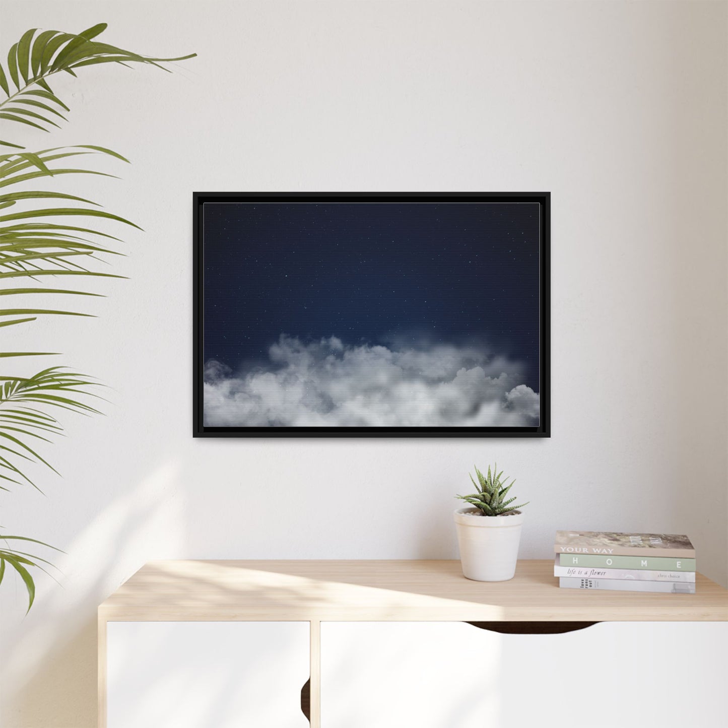 Night Sky Clouds Matte Canvas Framed | Starry Wall Art - TRV