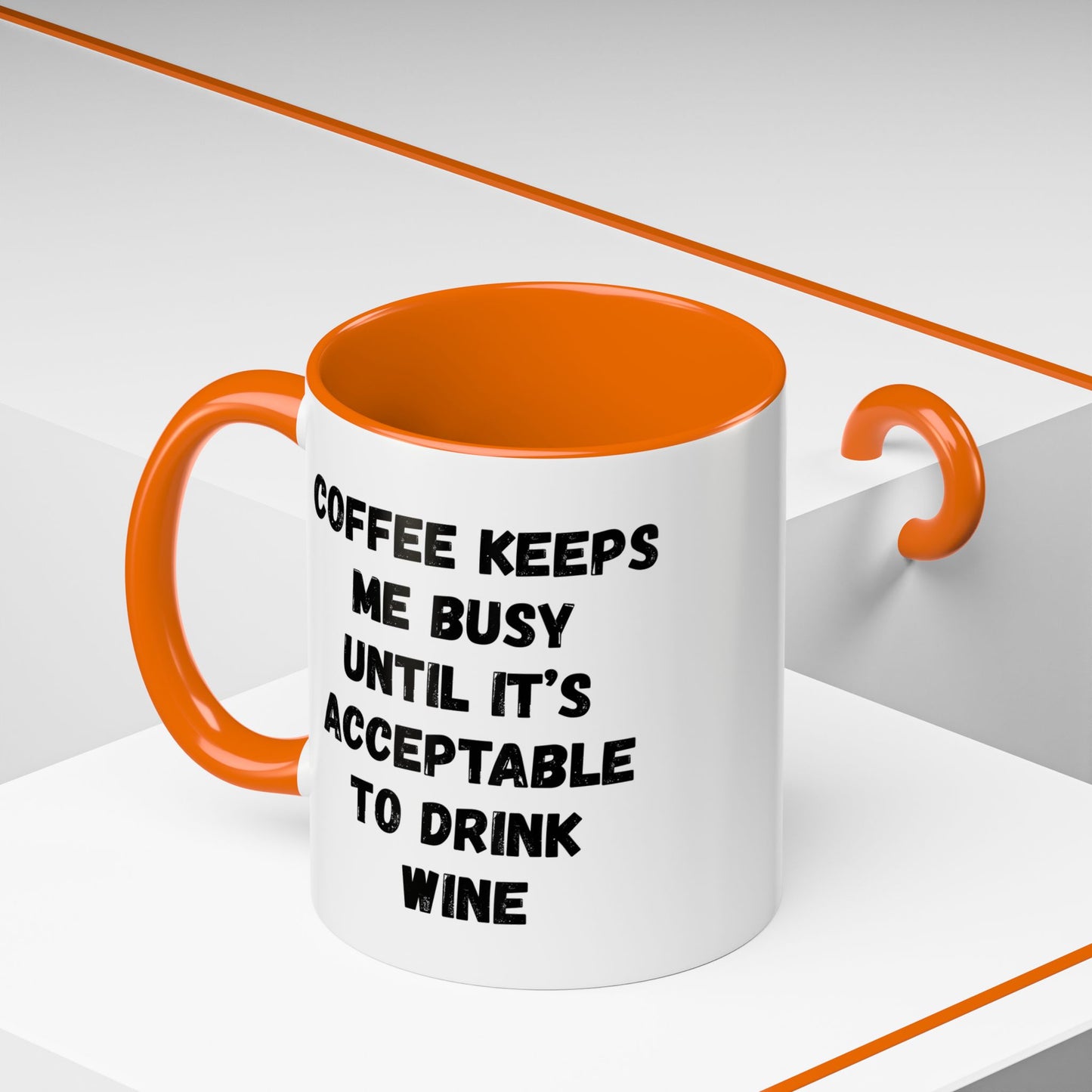 Funny Coffee Mug - "Coffee Keeps Me Busy Until It's Acceptable to Drink Wine" - Great for Mornings, Gifts, Office, Relaxation, Home
